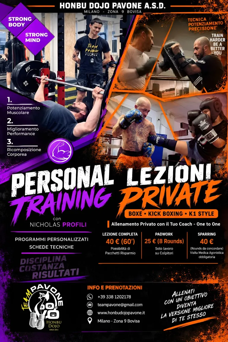 Locandina di personal training e lezioni private