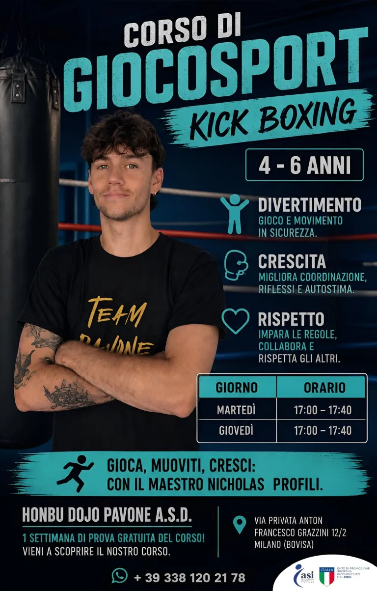 Locandina del corso Giocosport Kick Boxing 4-6 anni
