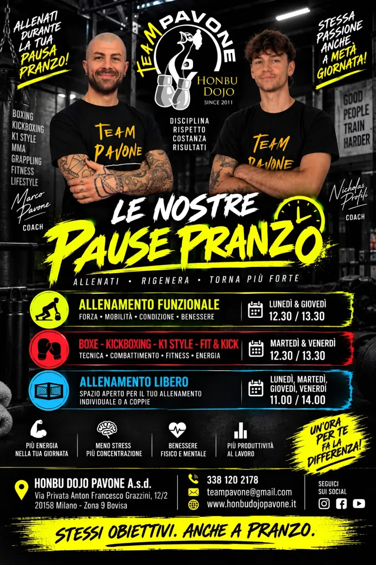 Le nostre pause pranzo: allenamento funzionale, Boxe, Kick Boxing e allenamento libero